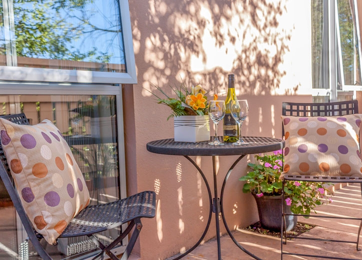 garden patios and balconies in every motel unit